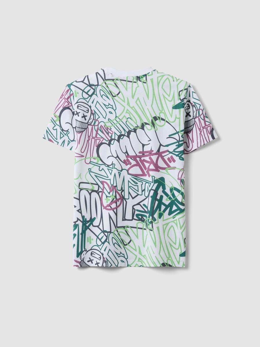 Boys&rsquo; multicolour pure cotton graffiti T-shirt, regular fit_4