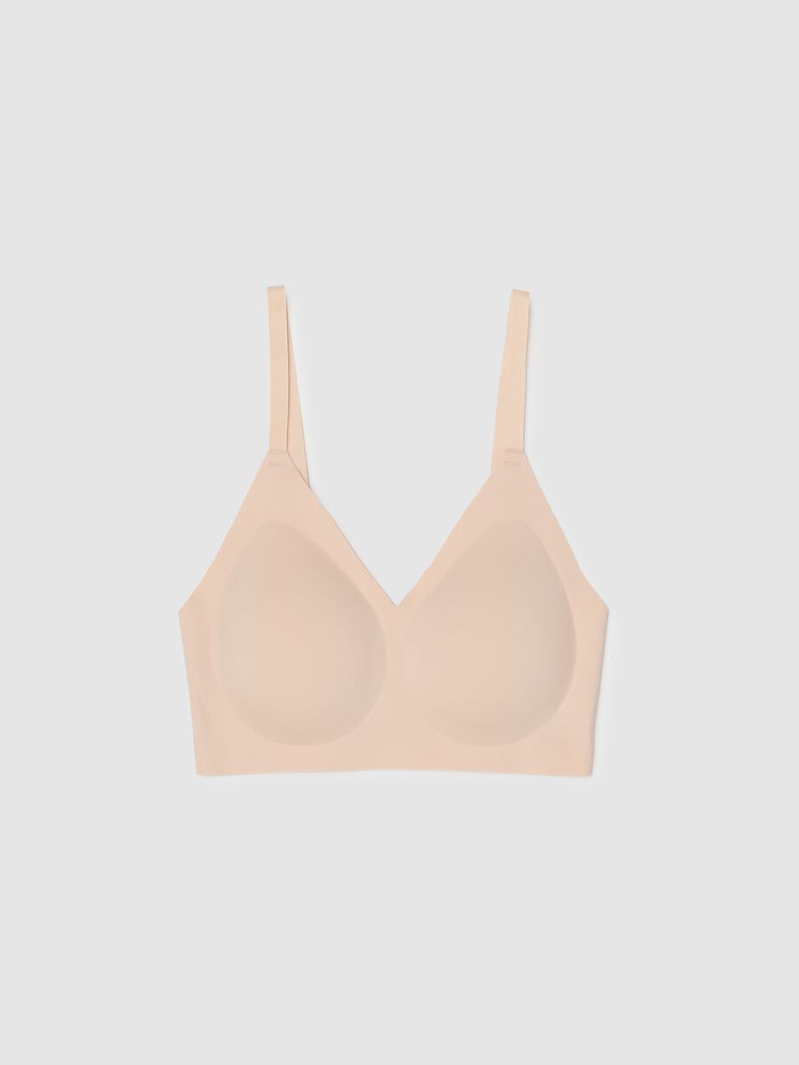 Beige seamless bra with removable padding_0
