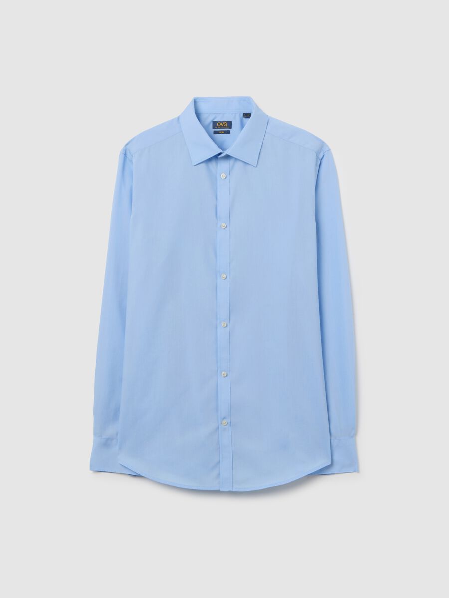 Slim Blue Cotton Blend Shirt_4