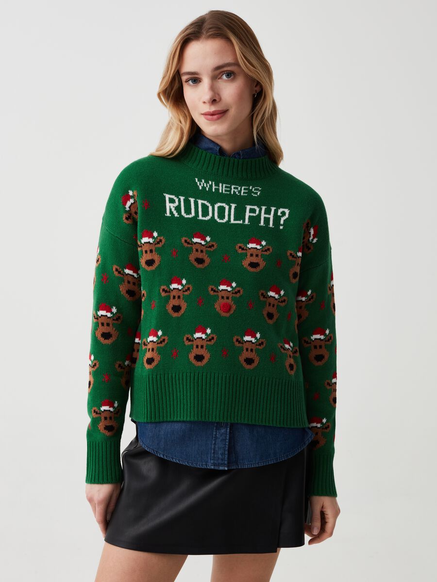 Christmas Jumper con renna Rudolph all-over_0