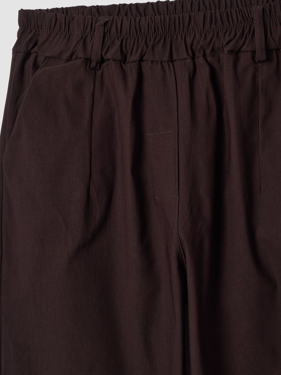 Dark brown regular-fit stretch viscose trousers_5