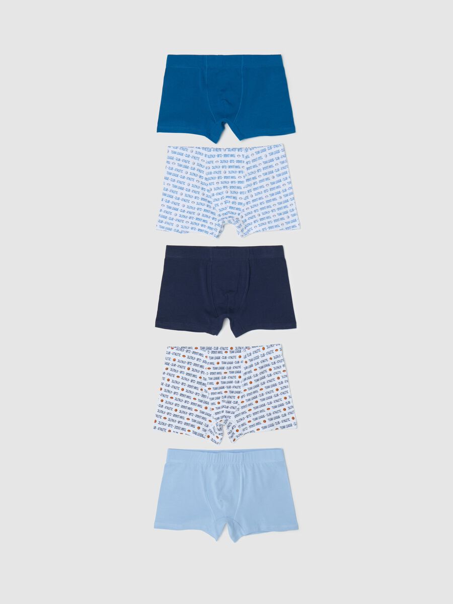 Five-pack sports motif boxer shorts in stretch cotton_0