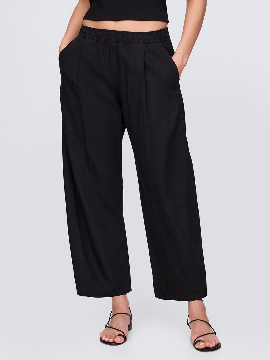 Black wide trousers in linen and viscose_1