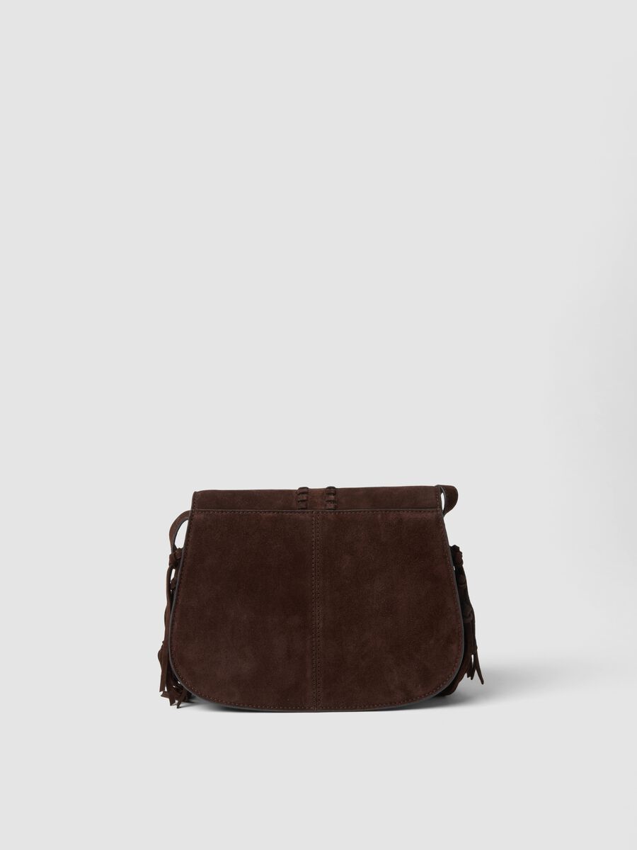 Borsa marrone in vera pelle con frange_1