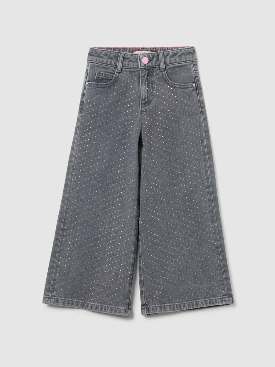 Grey cotton jeans for girls_0