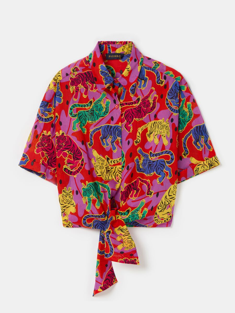 Short-sleeved shirt with tigers print_3