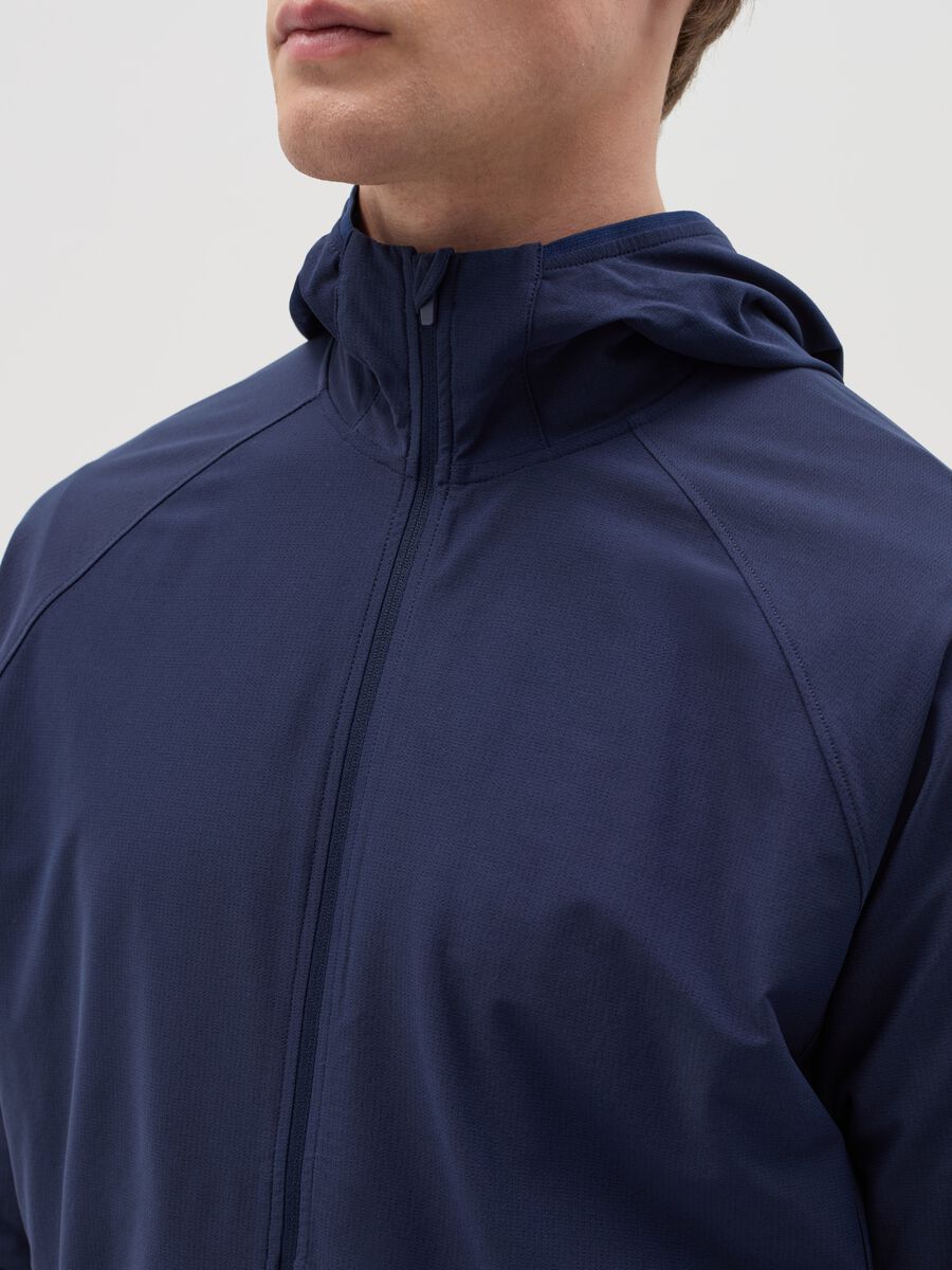 Full-zip sweatshirt in technical fabric with hood_3
