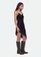 Black viscose-blend dress with deep V-neck and lace_1