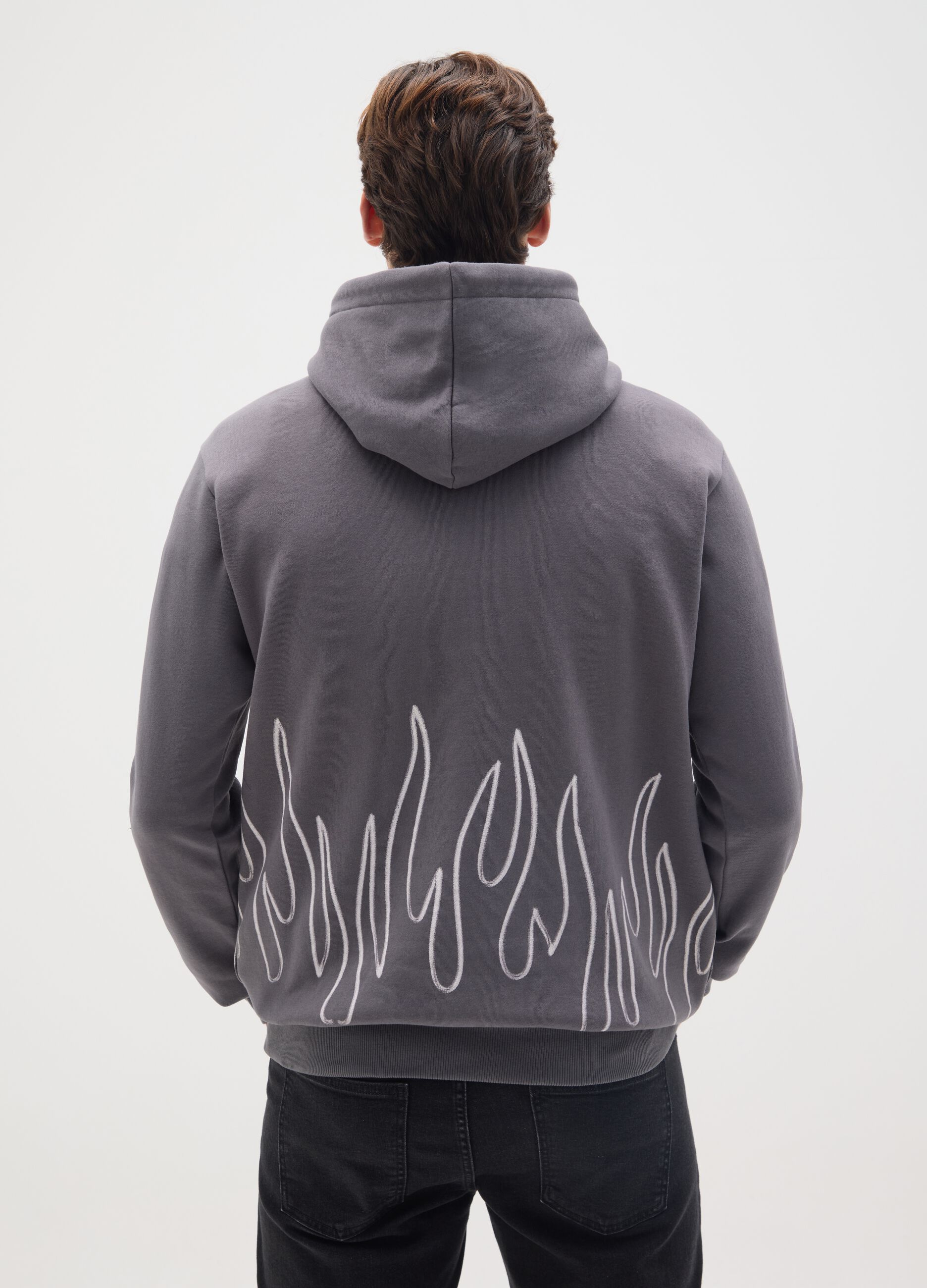 Grey Cotton Blend Hoodie