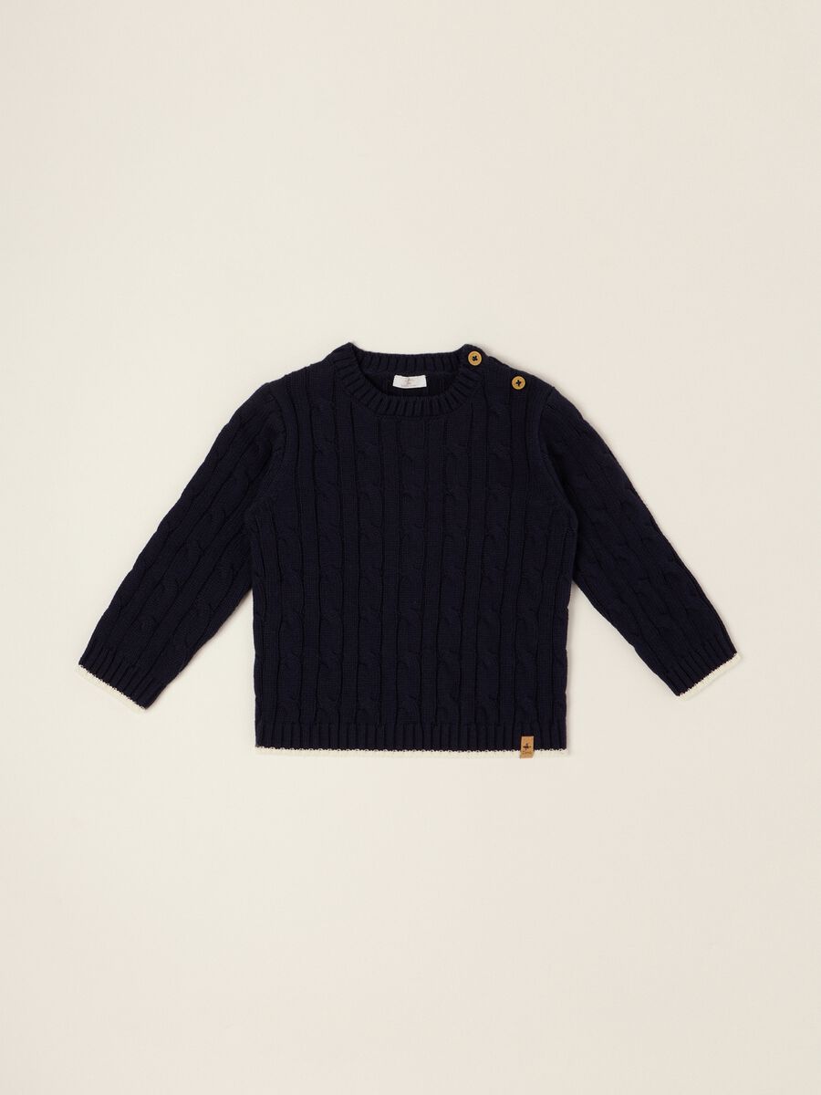 Blue pure cotton cardigan with buttons_0