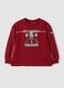 Red pure cotton crew-neck T-shirt with racing print for baby boy_0