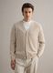 Beige deep V regular fit cotton and linen blend cardigan_2
