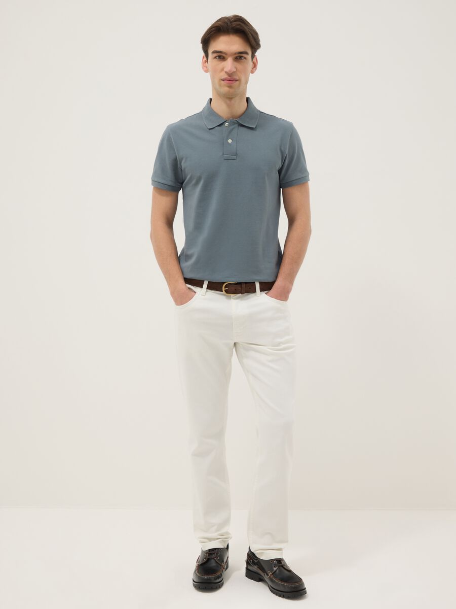 Polo in puro cotone grigio slim fit_1