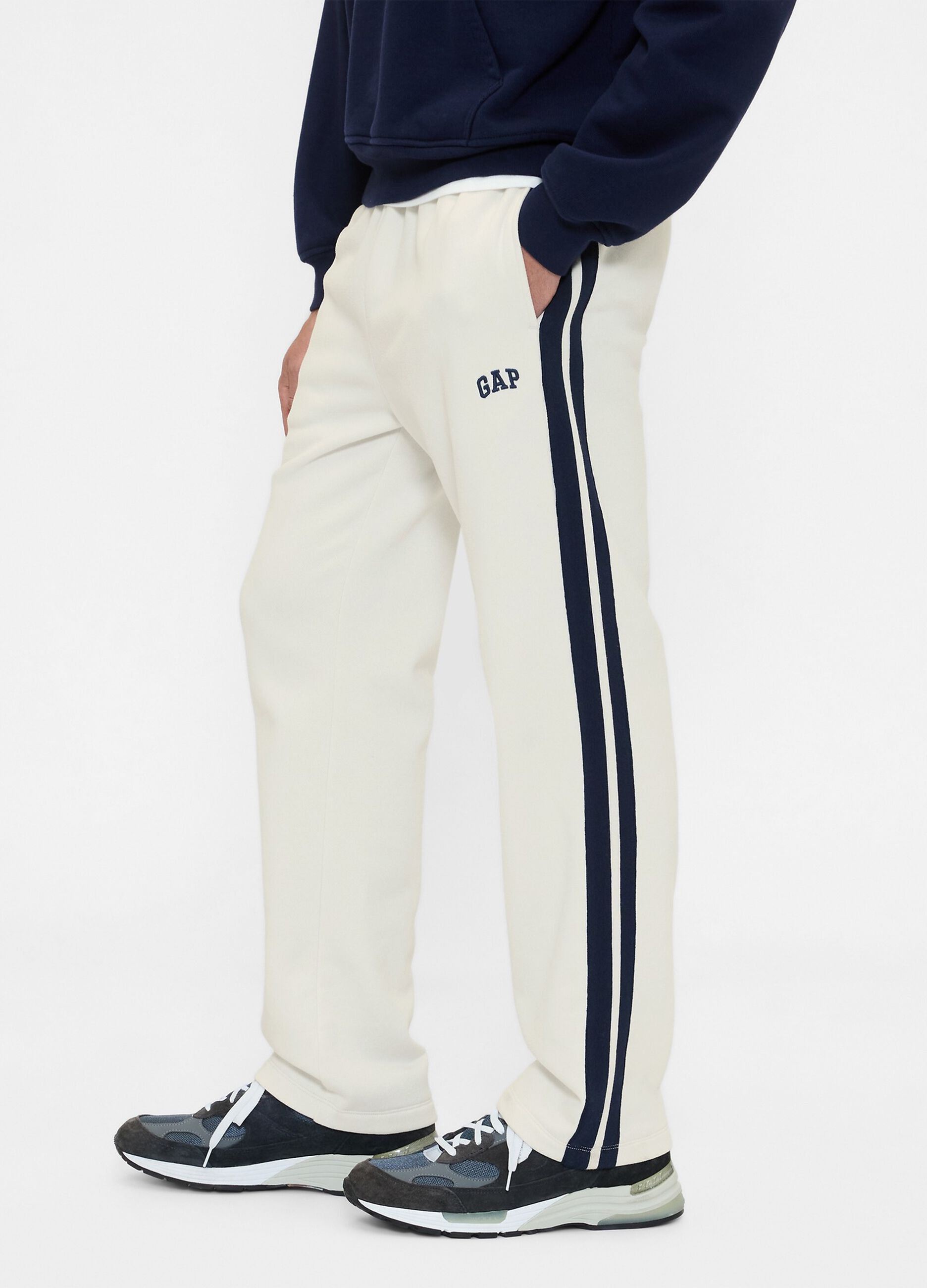 Men's White Trousers in Cotton and Polyester Blend