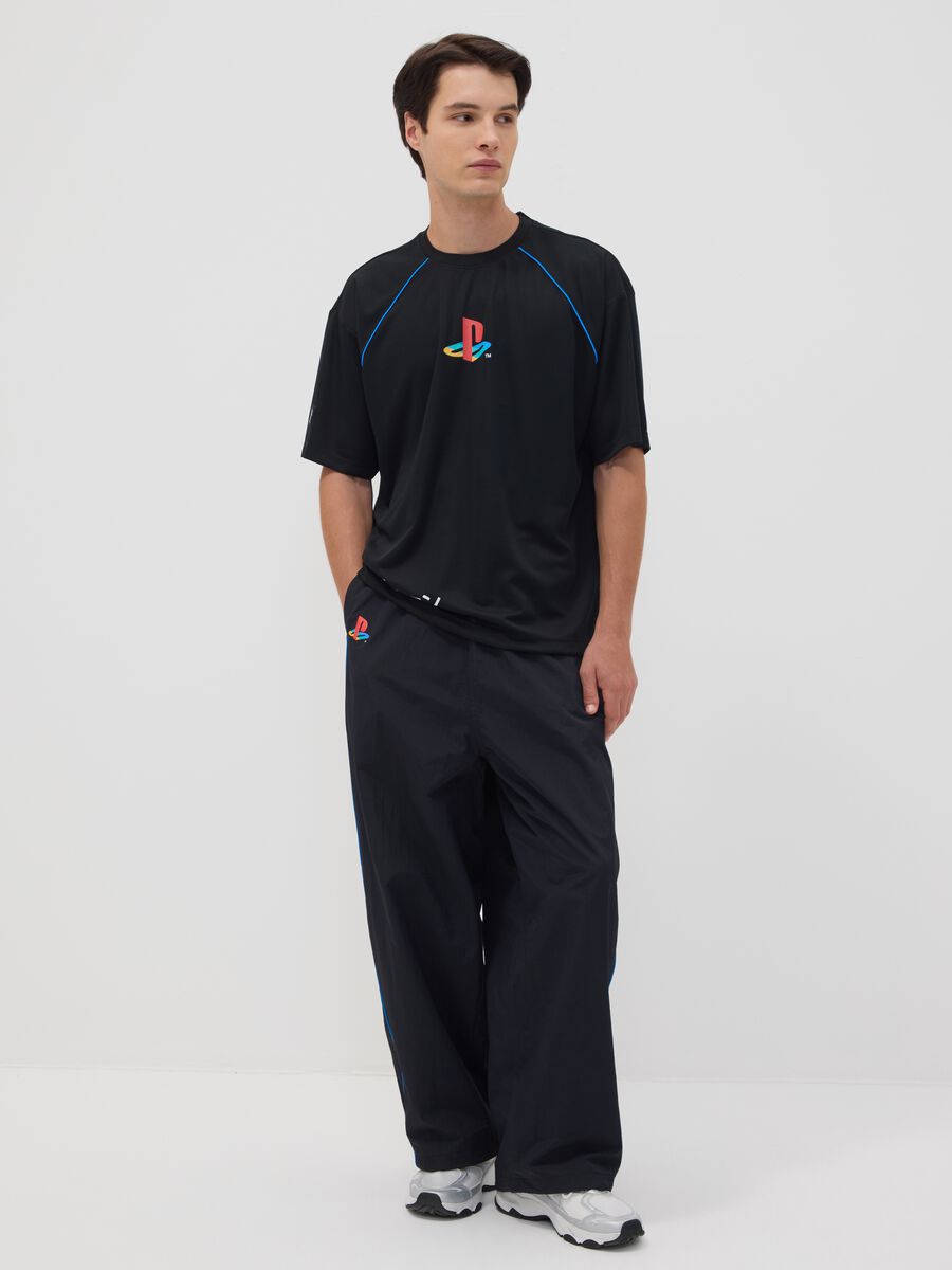 Black PlayStation T-shirt with logo and contrast piping_1