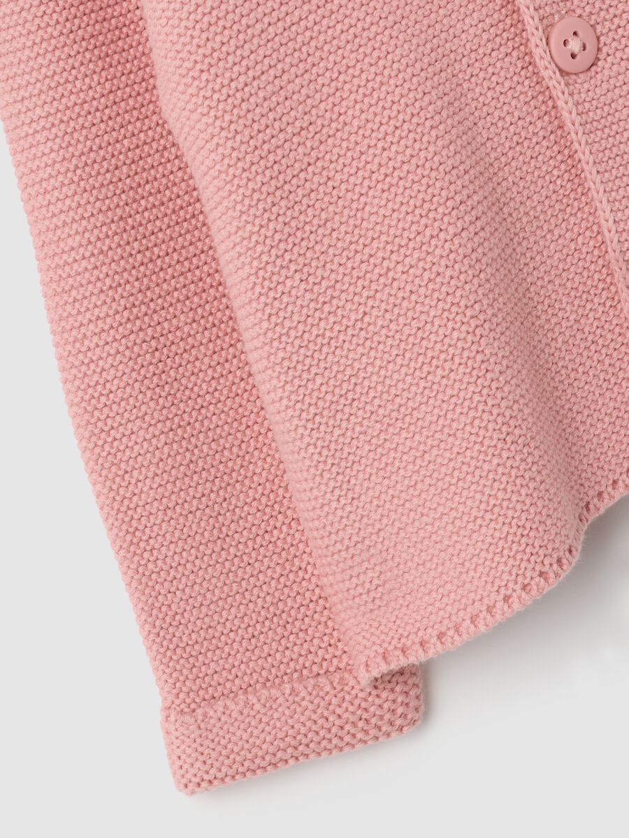 Cardigan da neonato in puro cotone rosa regular fit_3