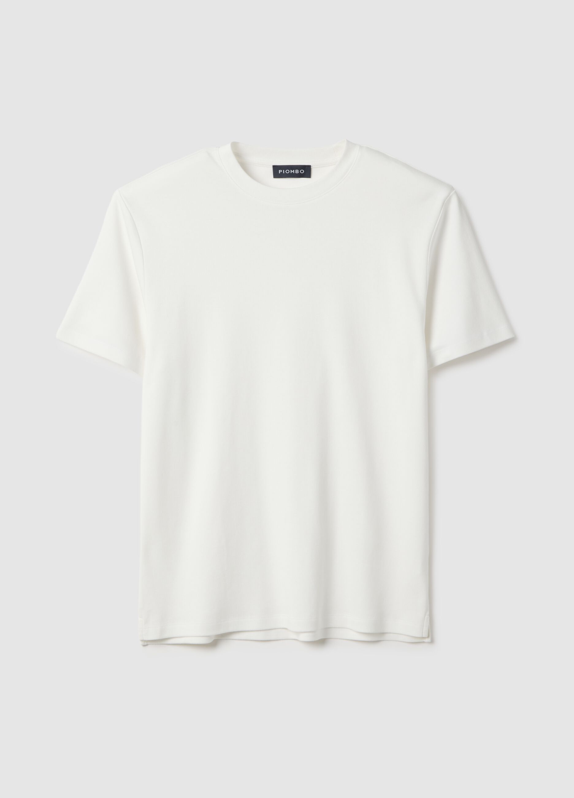 White cotton crew neck T-shirt, regular fit