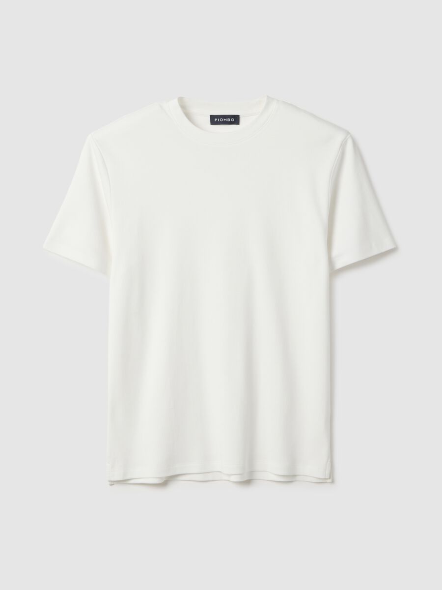 T-shirt girocollo in puro cotone bianca regular fit_0