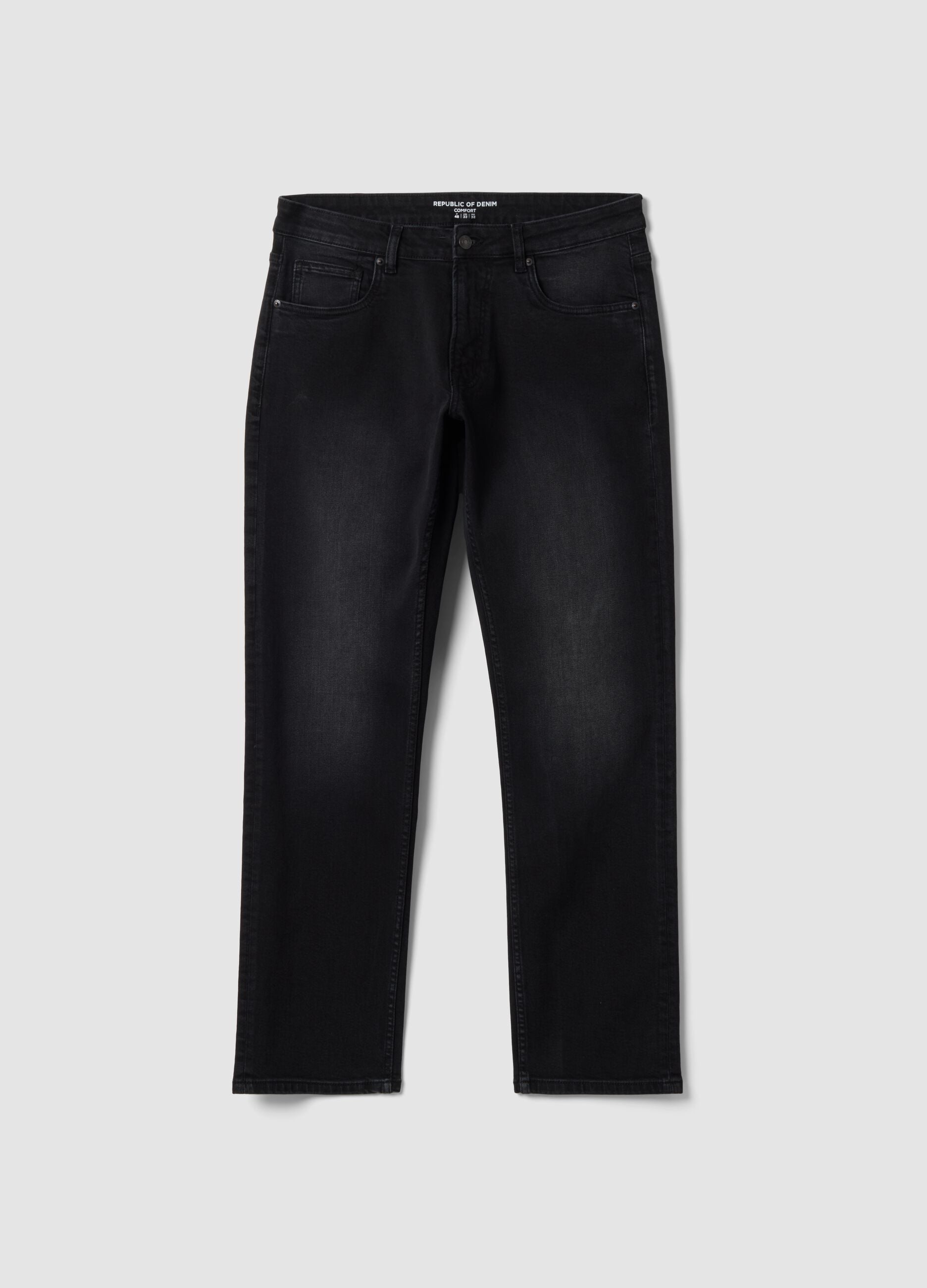 Black stretch cotton comfort-fit jeans