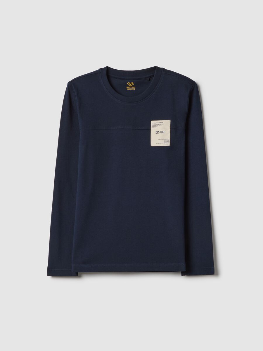 Maglietta blu da ragazzo in puro cotone regular fit con stampa_3