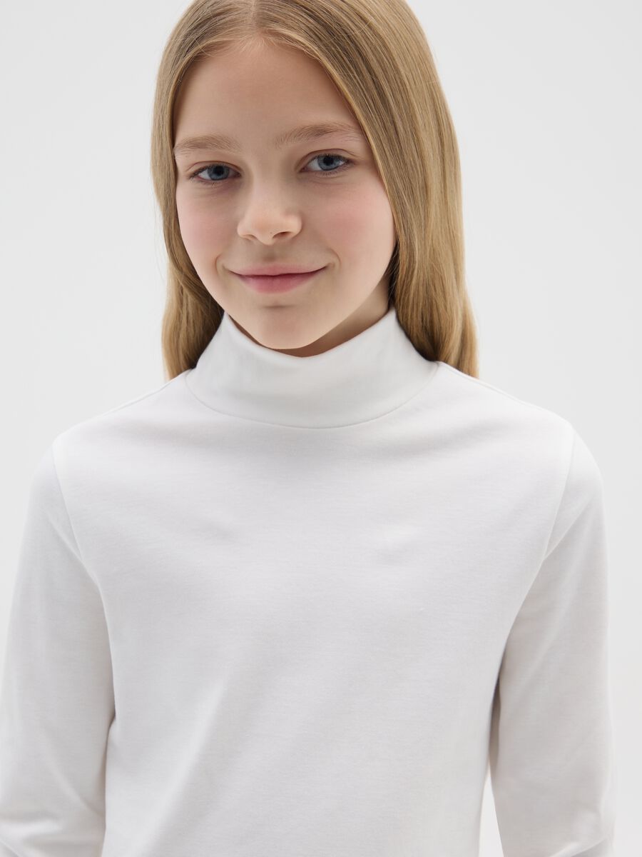 T-shirt da ragazza in puro cotone bianca slim fit_2