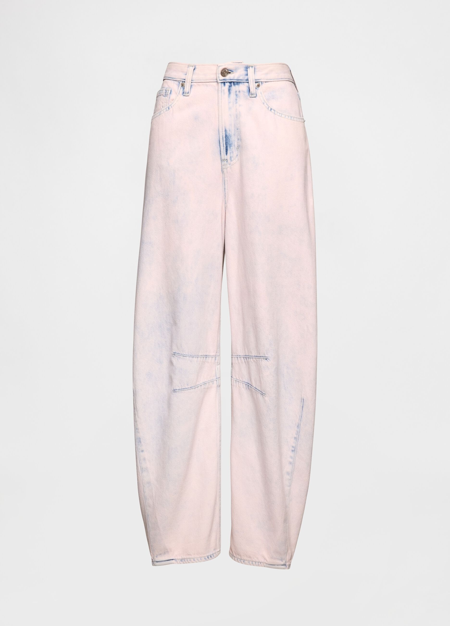 Shaded Pink Wide Trousers with Denim Effect