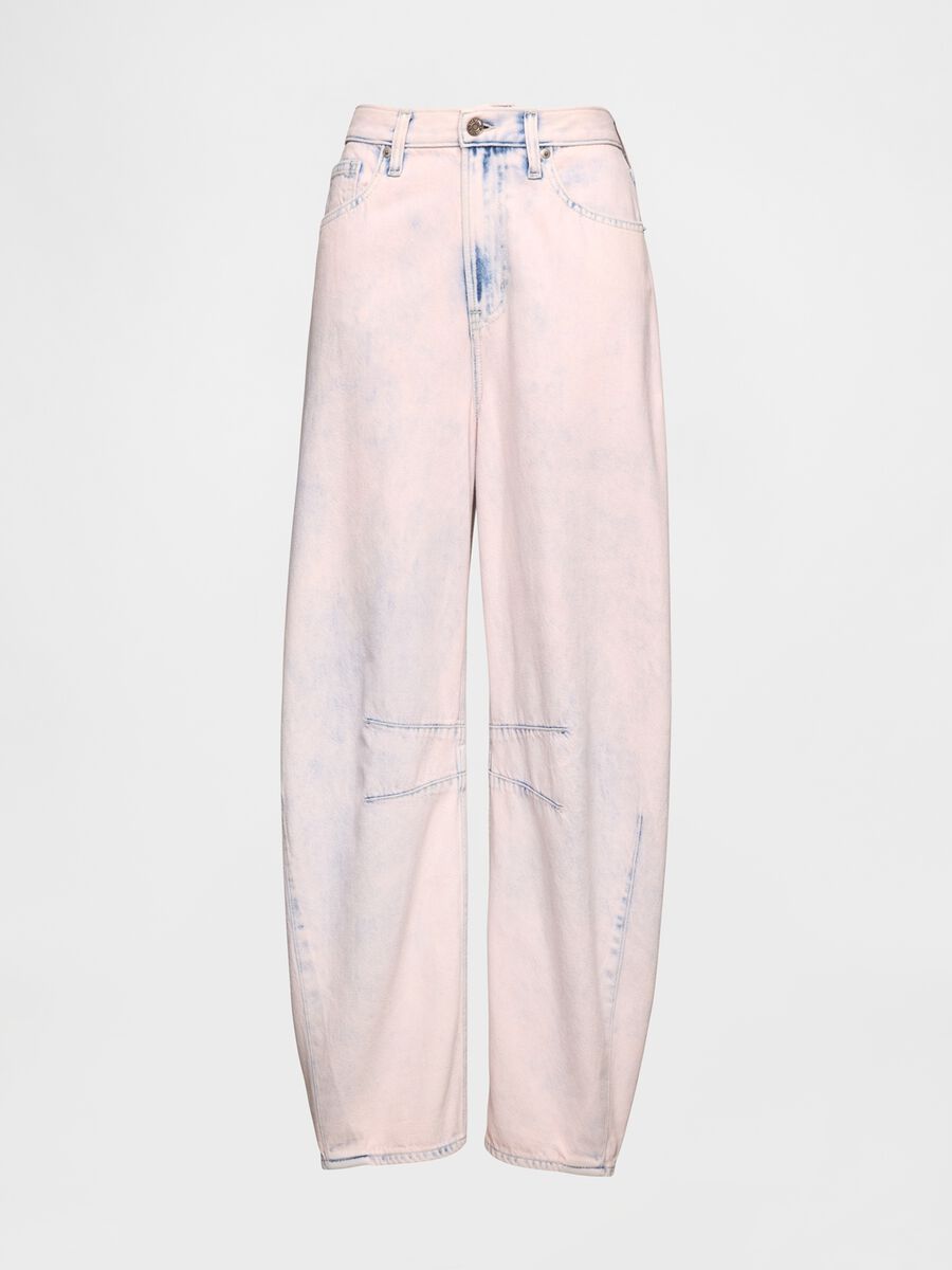 Shaded Pink Wide Trousers with Denim Effect_6
