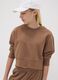 Brown sweatshirt in organic cotton and viscose blend with ribbed neckline_0