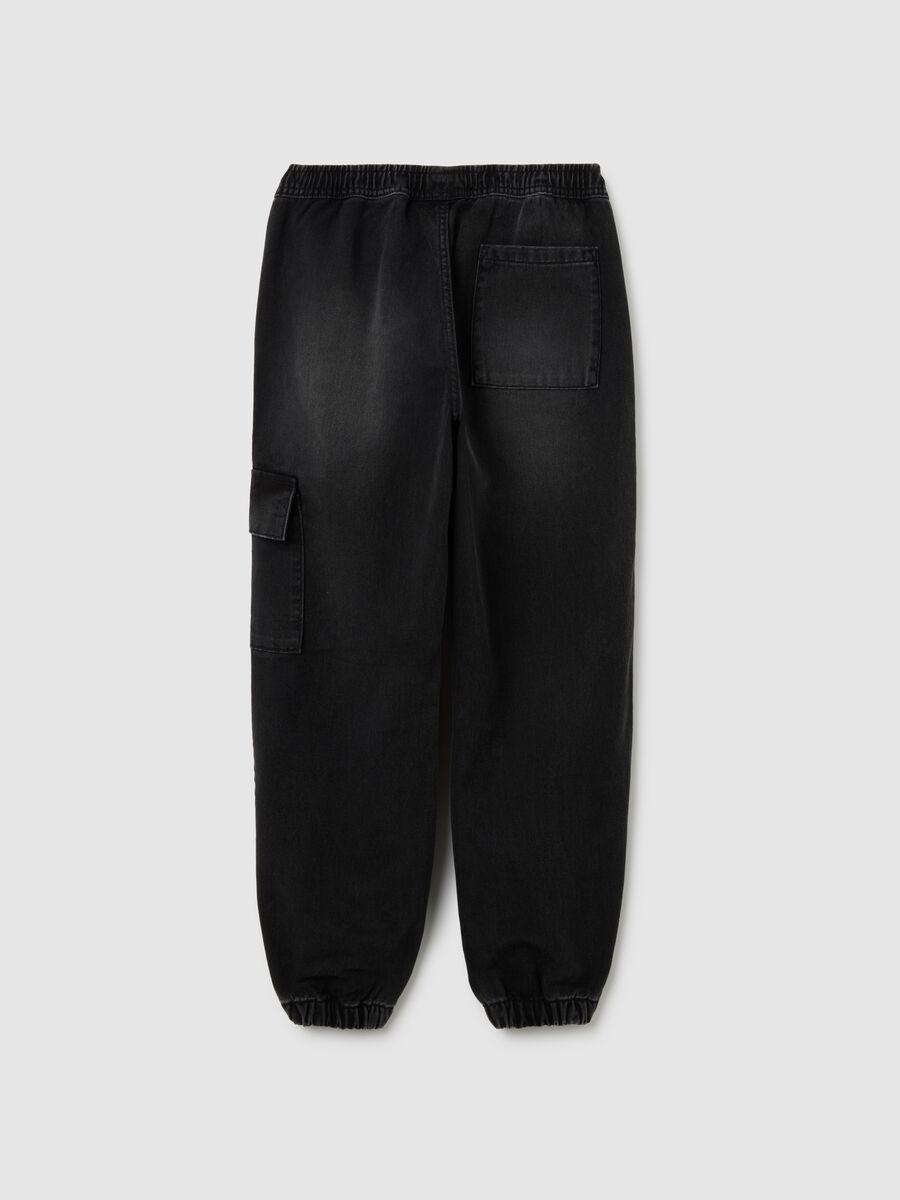 Denim relaxed fit jog black for boys in pure cotton_1