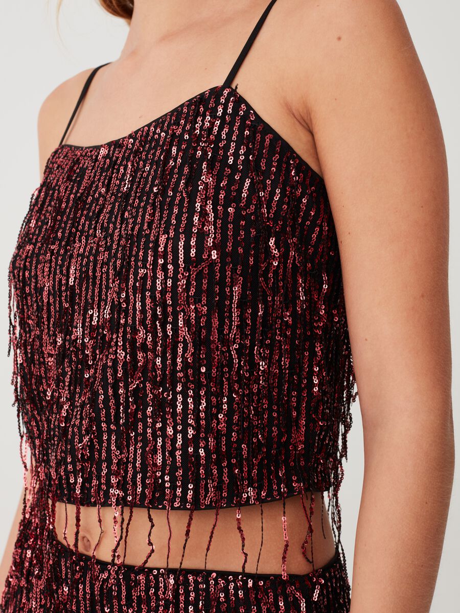 Crop top con frange in paillettes_3