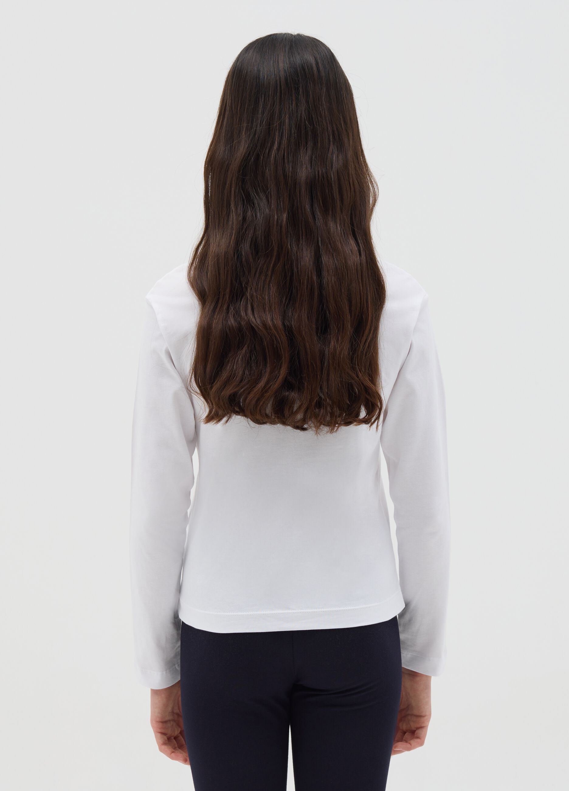 Cotton T-shirt with print and long sleeves