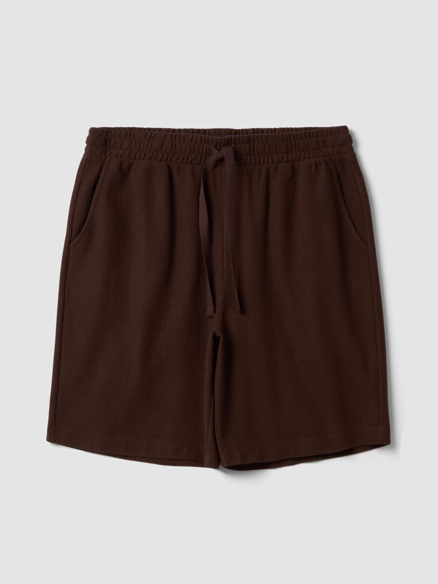 Shorts jogger marroni in misto cotone con coulisse relaxed fit_0