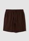 Brown cotton-blend jogger shorts with drawstring, relaxed fit_0