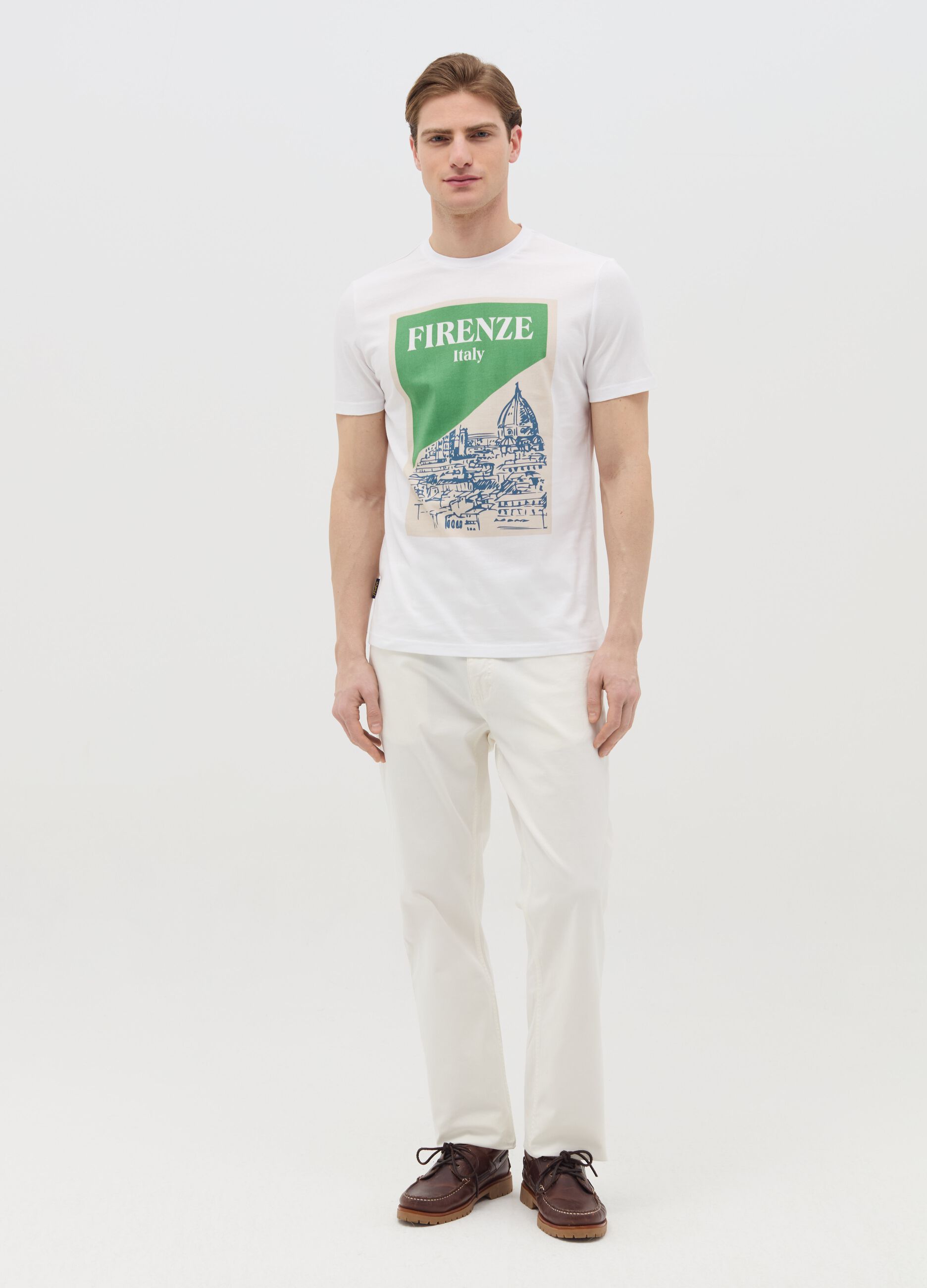 T-shirt in cotone con stampa "Firenze Italy"