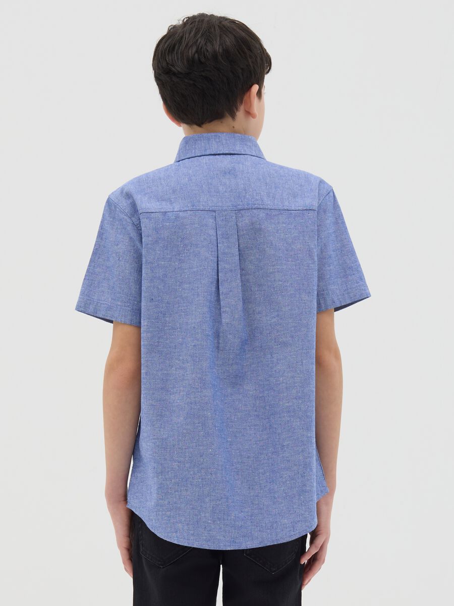 Blue shirt in cotton and linen_2