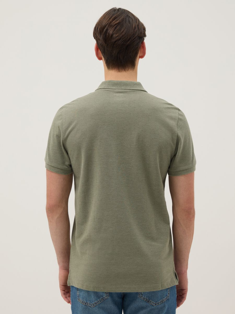 Short-sleeved green polo shirt in pure cotton_2