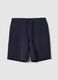 Blue regular fit stretch cotton blend shorts_4