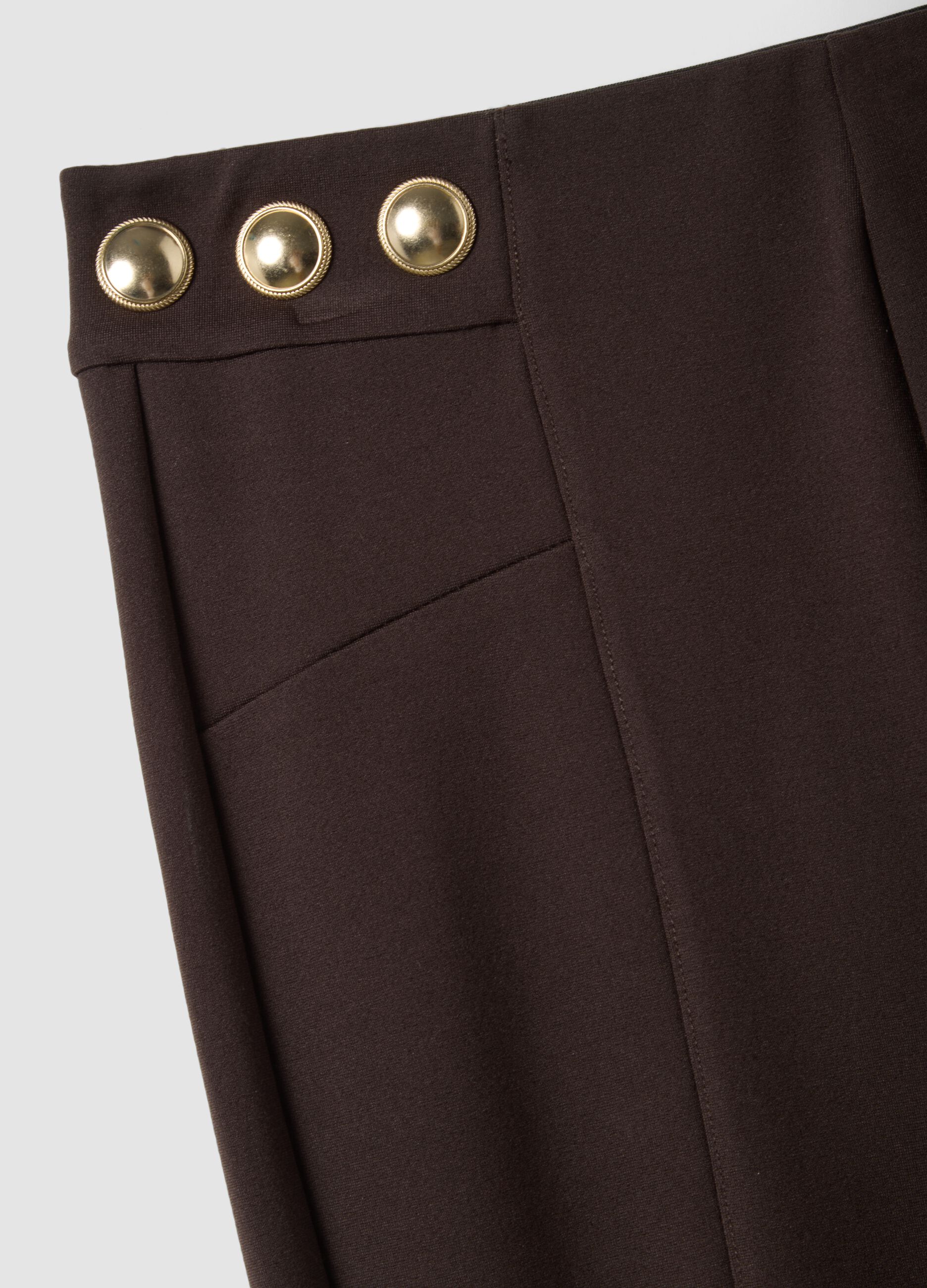 Leggings marroni in punto Milano di viscosa elasticizzata skinny fit