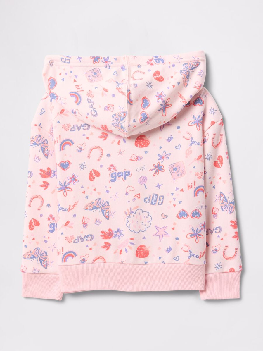 Pink full-zip sweatshirt with hood and all-over print_1