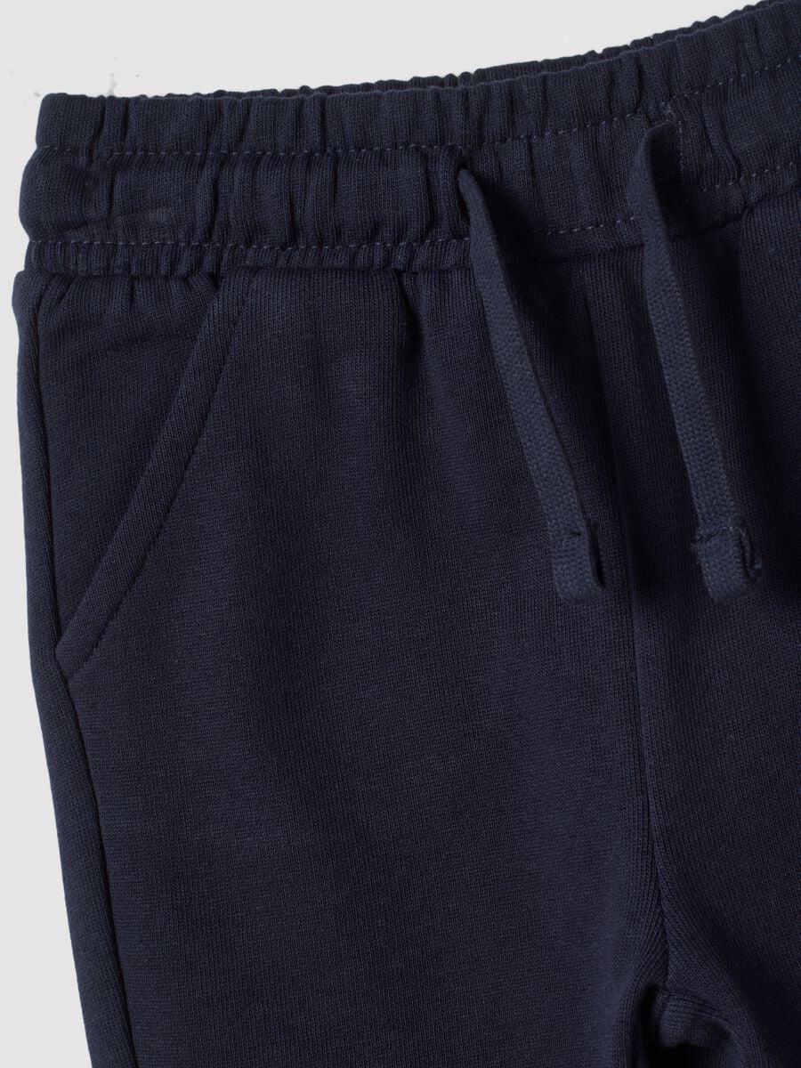 Blue pure cotton jogger trousers, regular fit_3