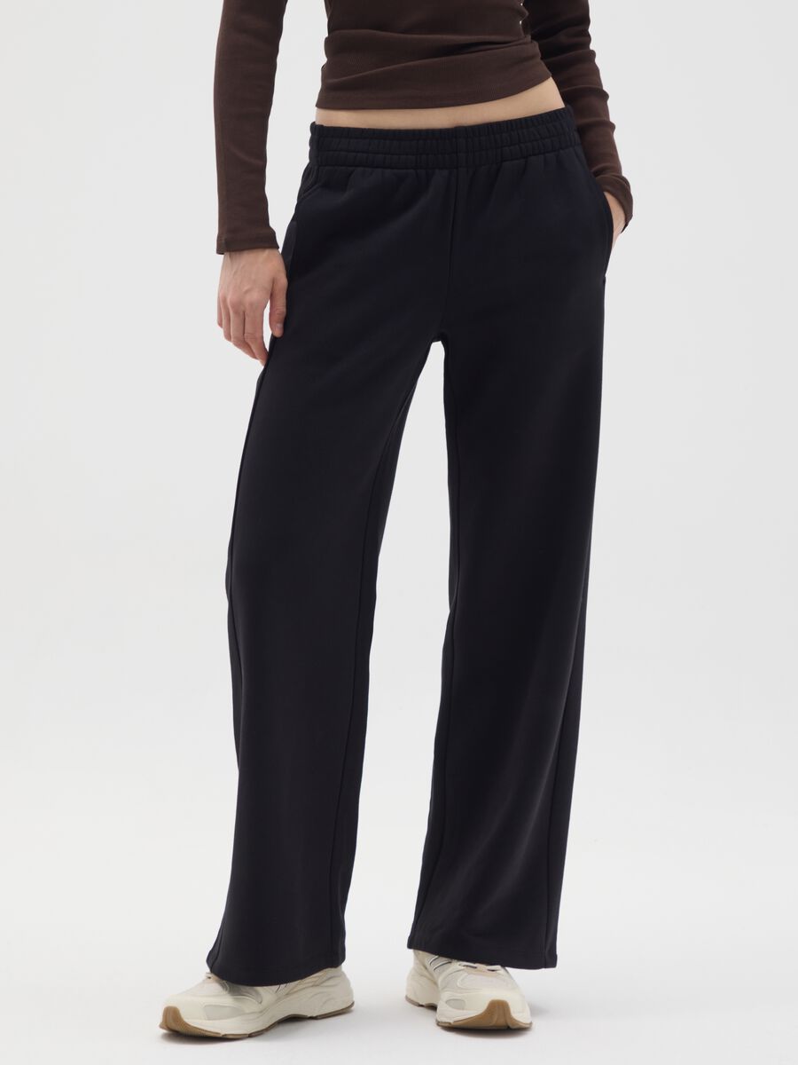 Black Relaxed Fit Cotton Blend Trousers_1