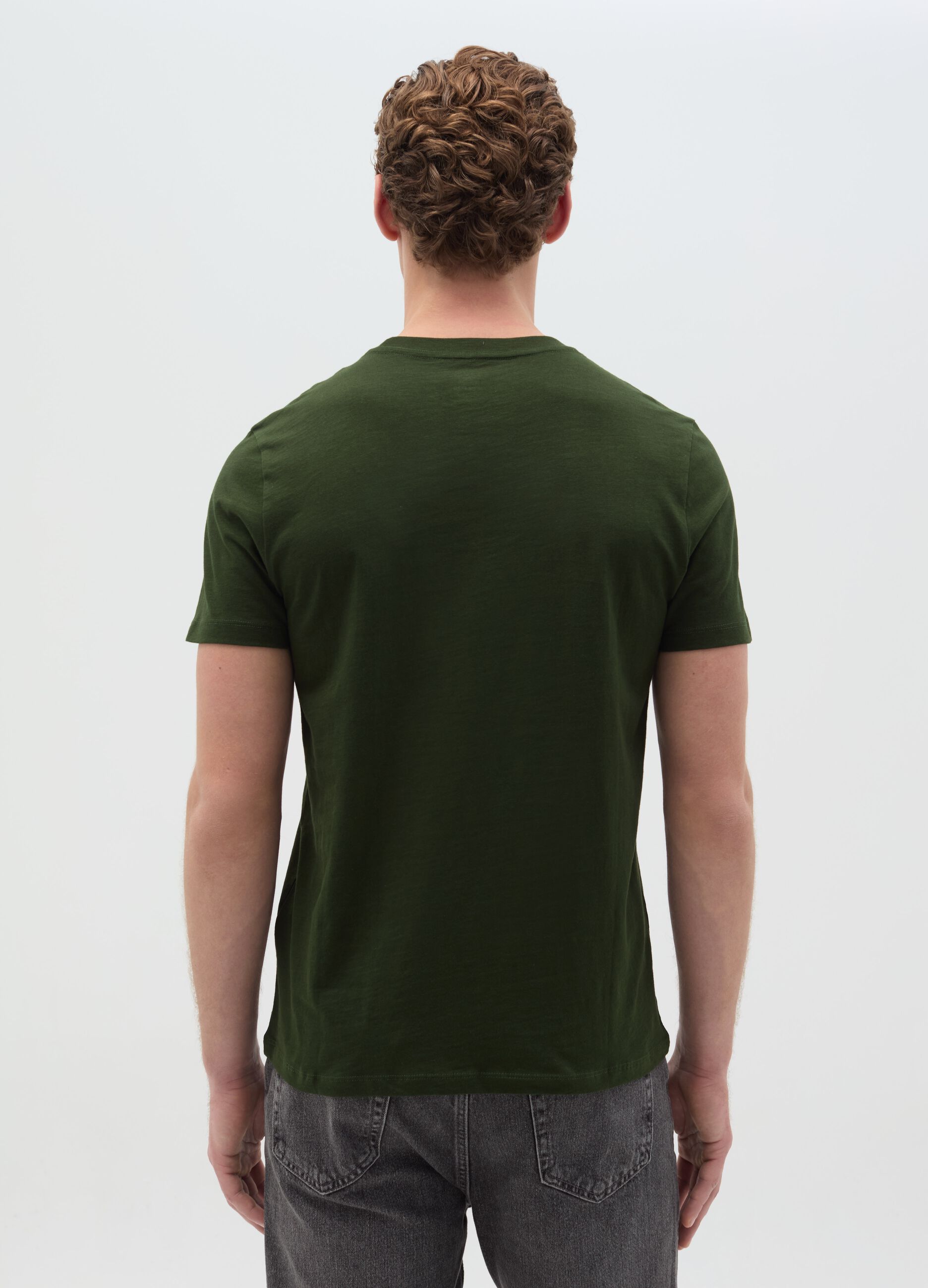 T-shirt in slub cotton with round neck