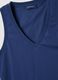 Blue cotton blend regular fit V-neck tank top_5