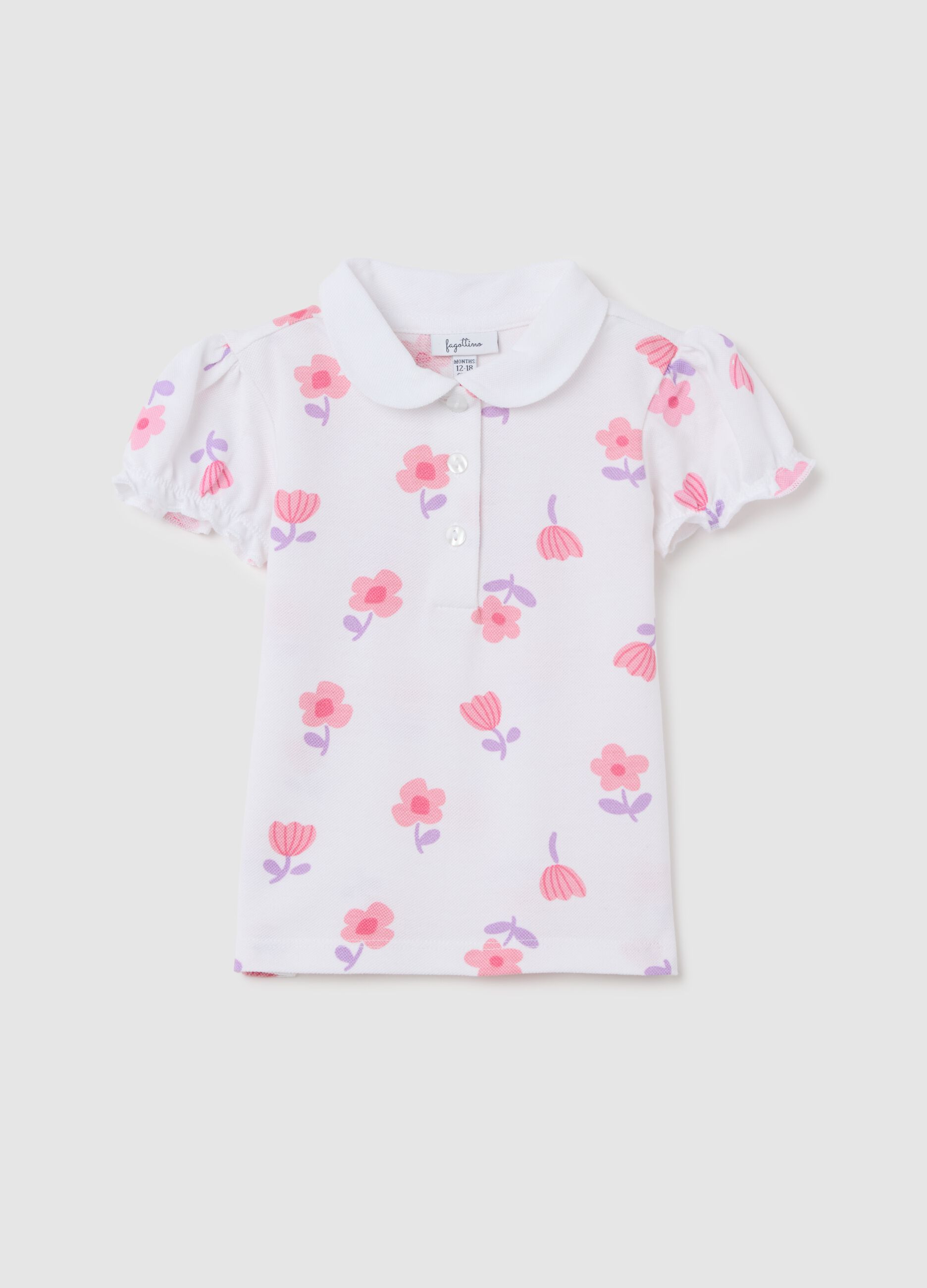 Polo da neonata in puro cotone multicolor regular fit con motivo