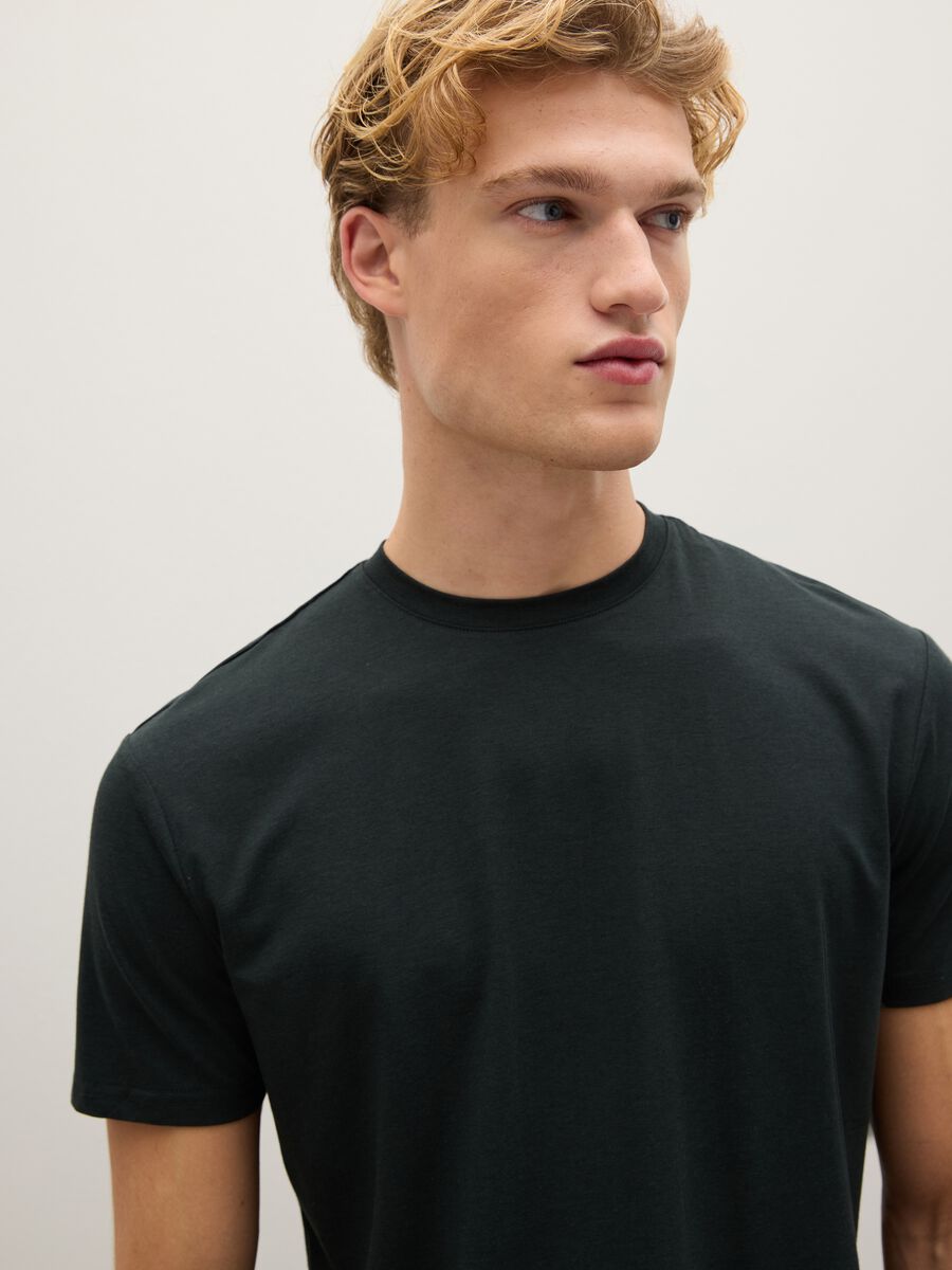 Black cotton blend t-shirt regular fit_3