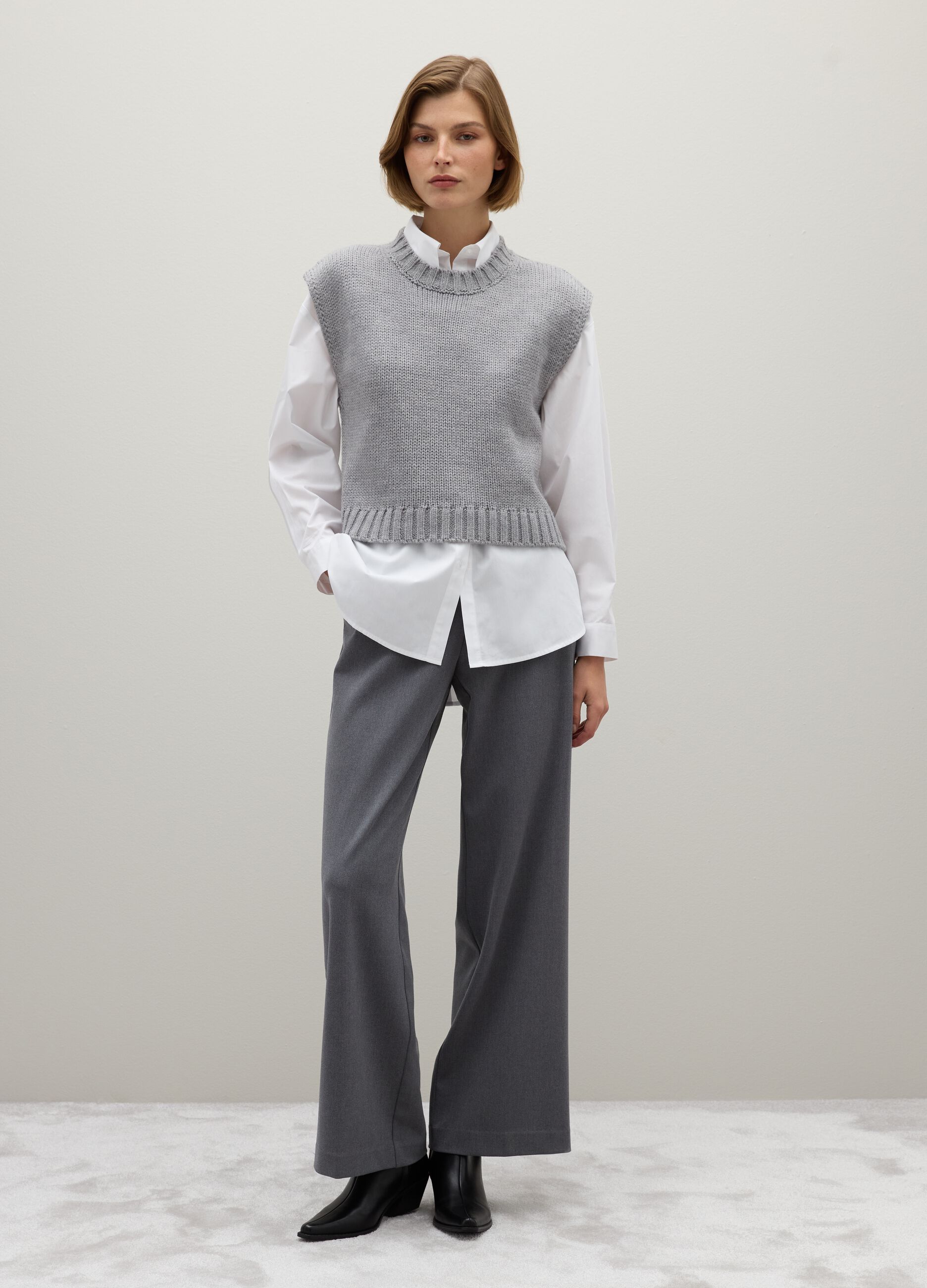 Gilet grigio oversize