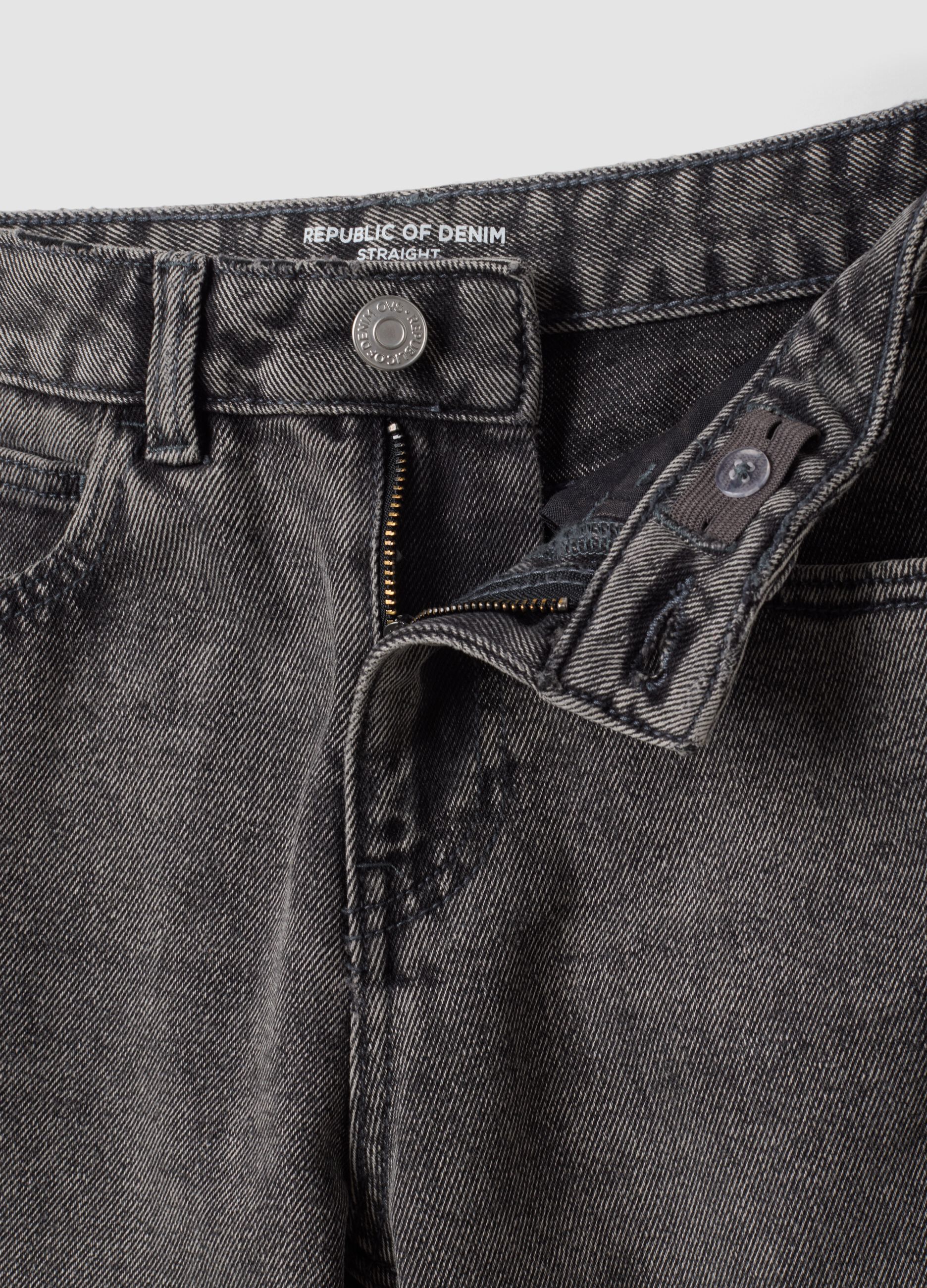 Jeans grigi straight in denim di misto cotone, lyocell e viscosa per ragazza