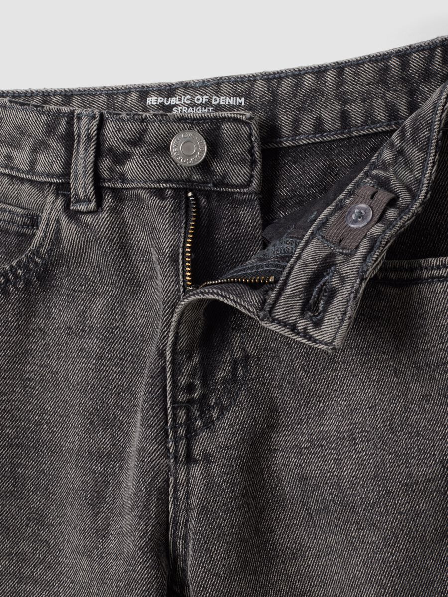 Jeans grigi straight in denim di misto cotone, lyocell e viscosa per ragazza_2