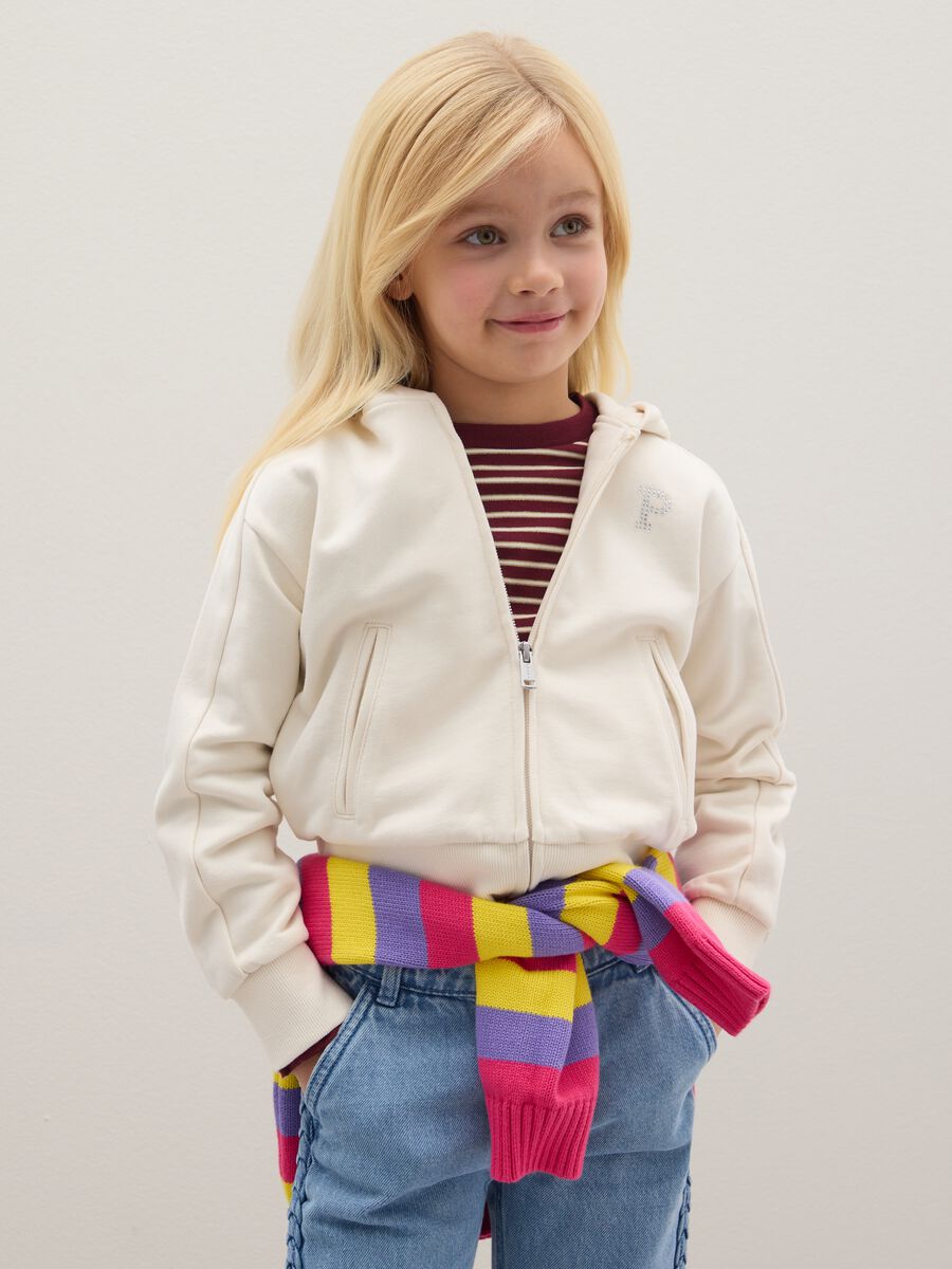 Girls' regular fit white pure cotton sweatshirt_0