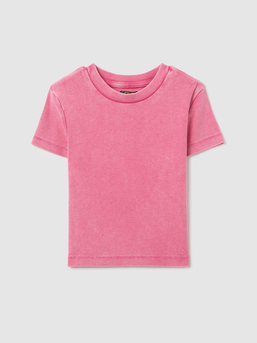 Ribbed T-shirt with round neckline_3